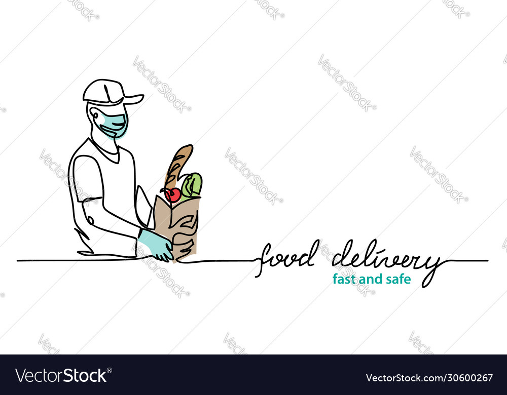 Food delivery courier carry package with meal