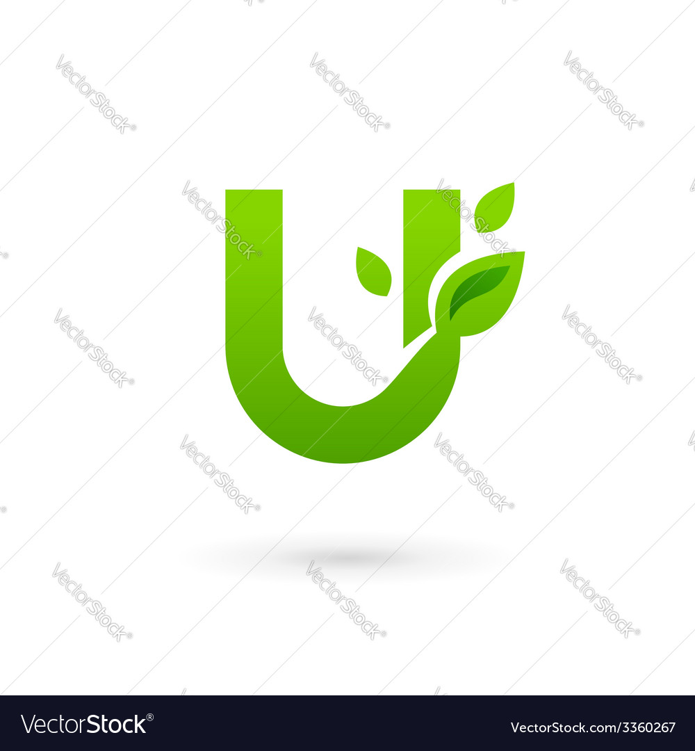 letter u eco leaves logo icon design template vector image u template
