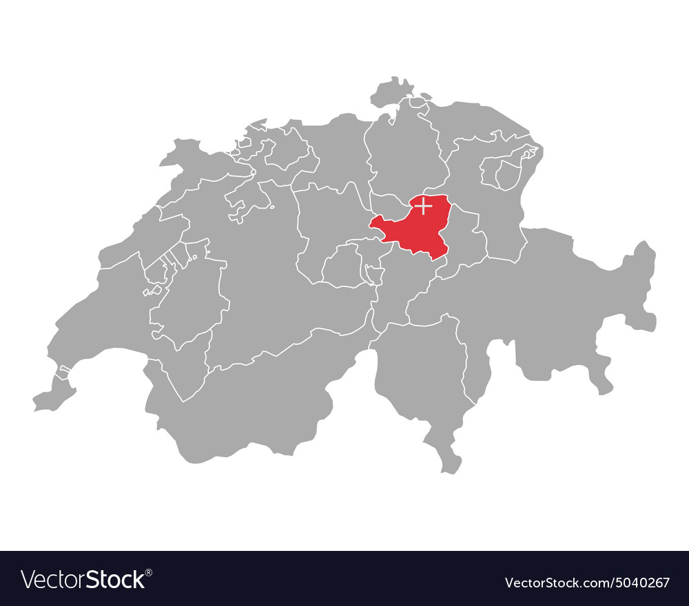 Map of switzerland with flag schwyz Royalty Free Vector