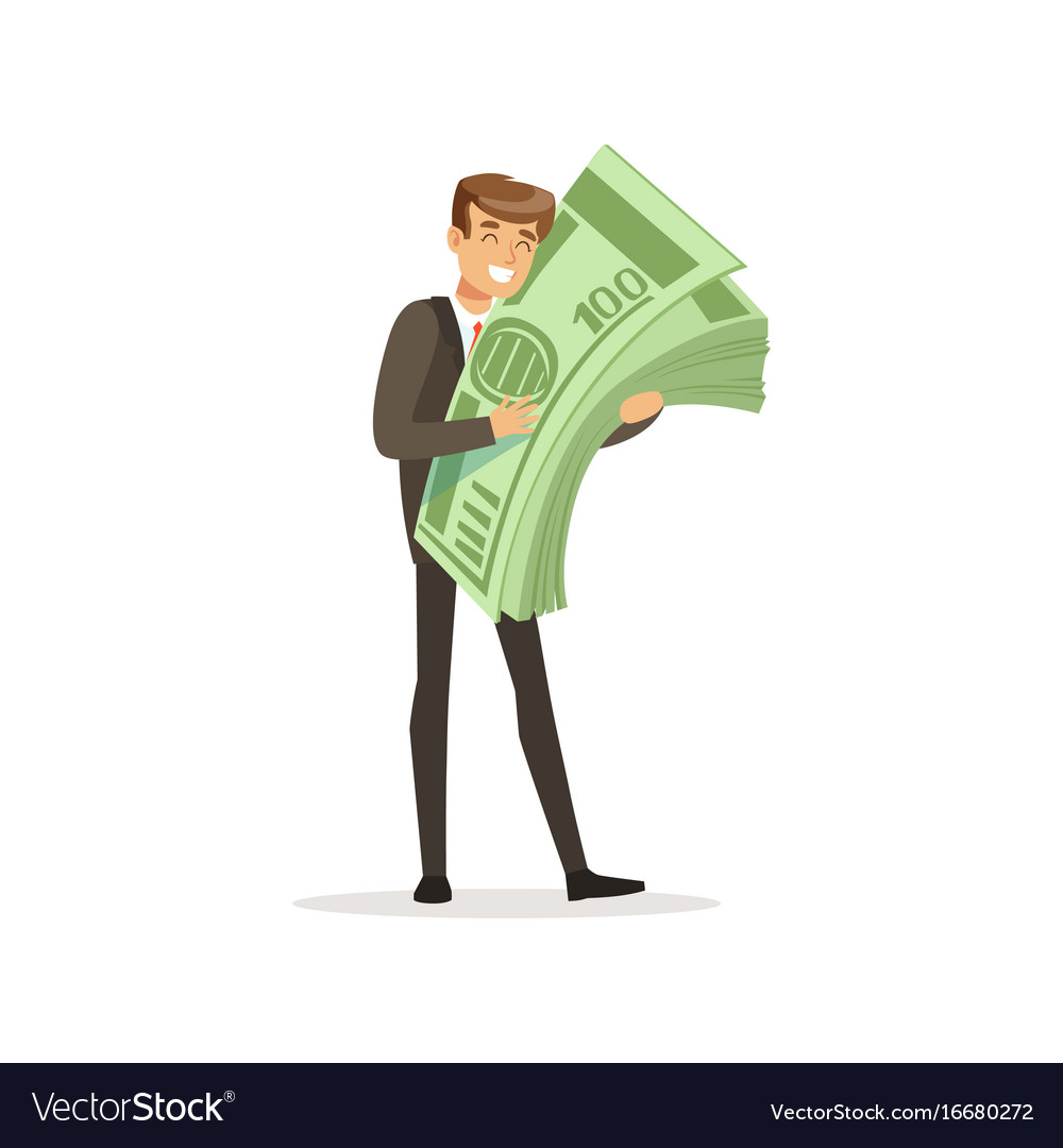 Happy rich successful businessman character Vector Image