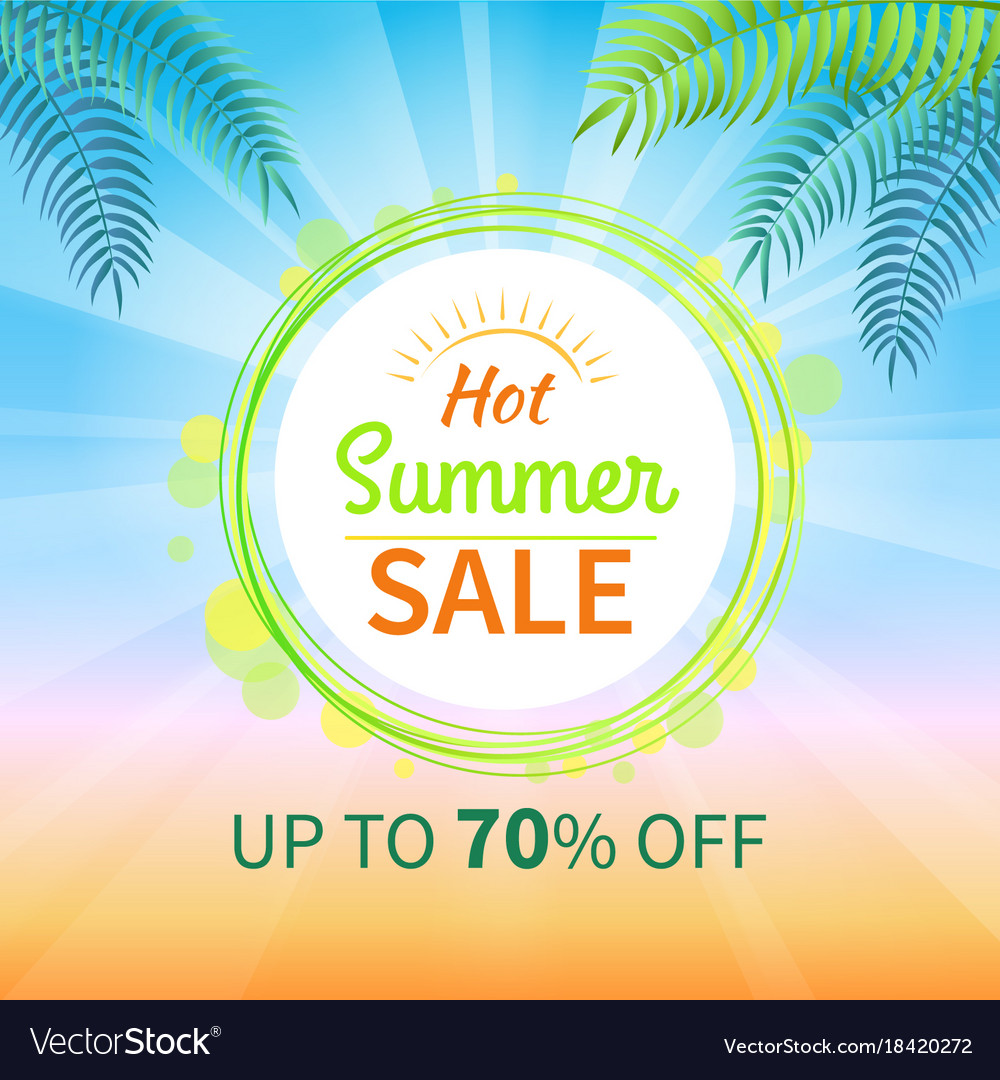 Hot Summer Sale Up To 70 Off Promotional Banner Vector Image