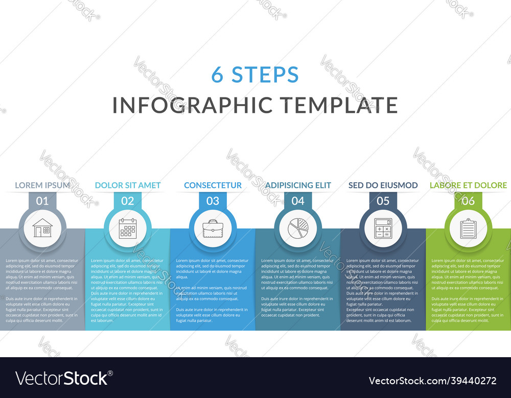 Infographic template with 6 steps Royalty Free Vector Image