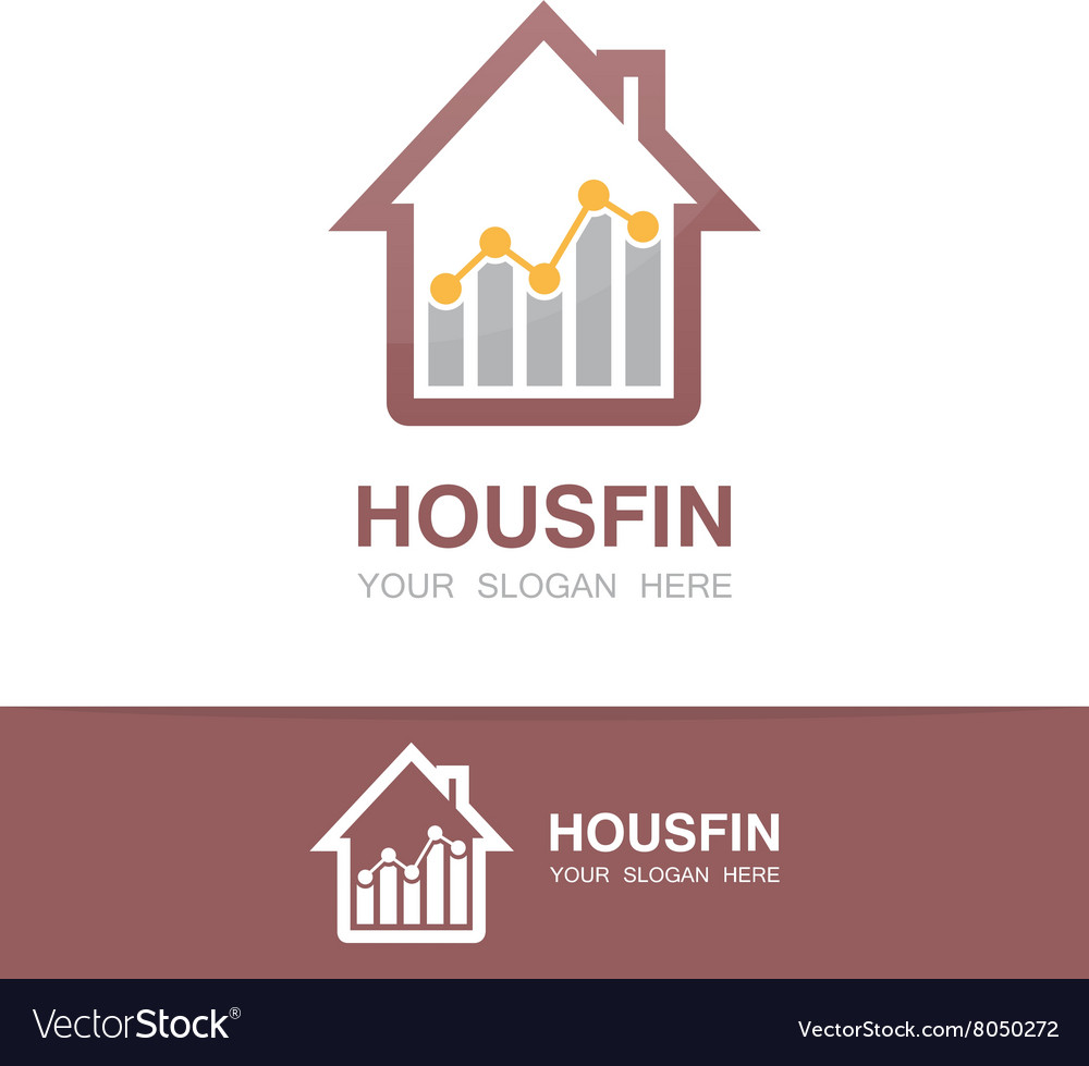 Logo combination of a graph and house Royalty Free Vector