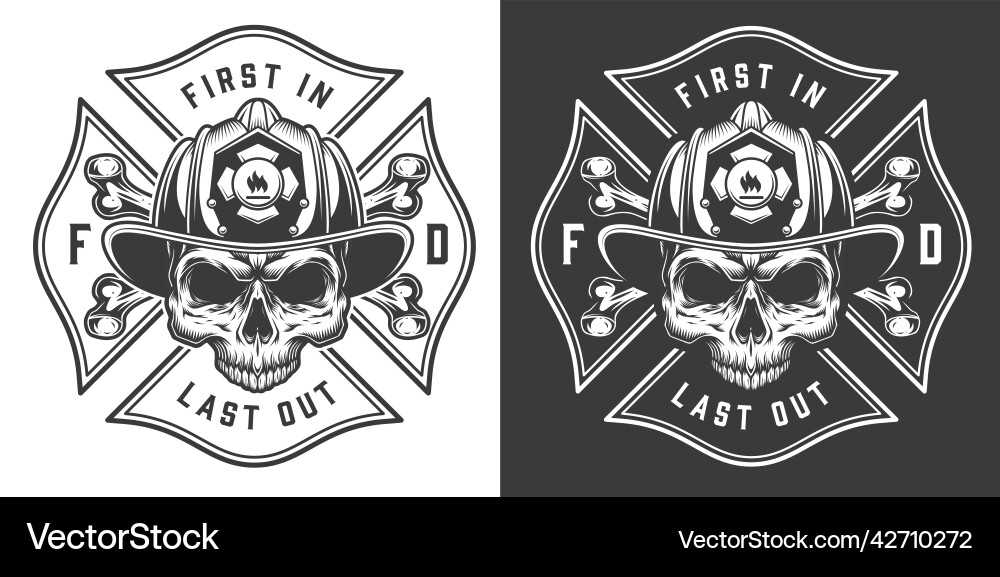 Monochrome firefighting emblems Royalty Free Vector Image