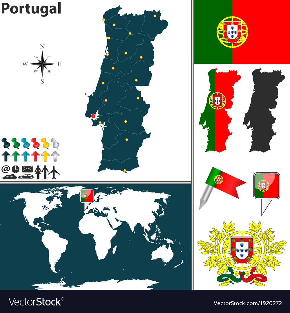 Map of portugal Royalty Free Vector Image - VectorStock