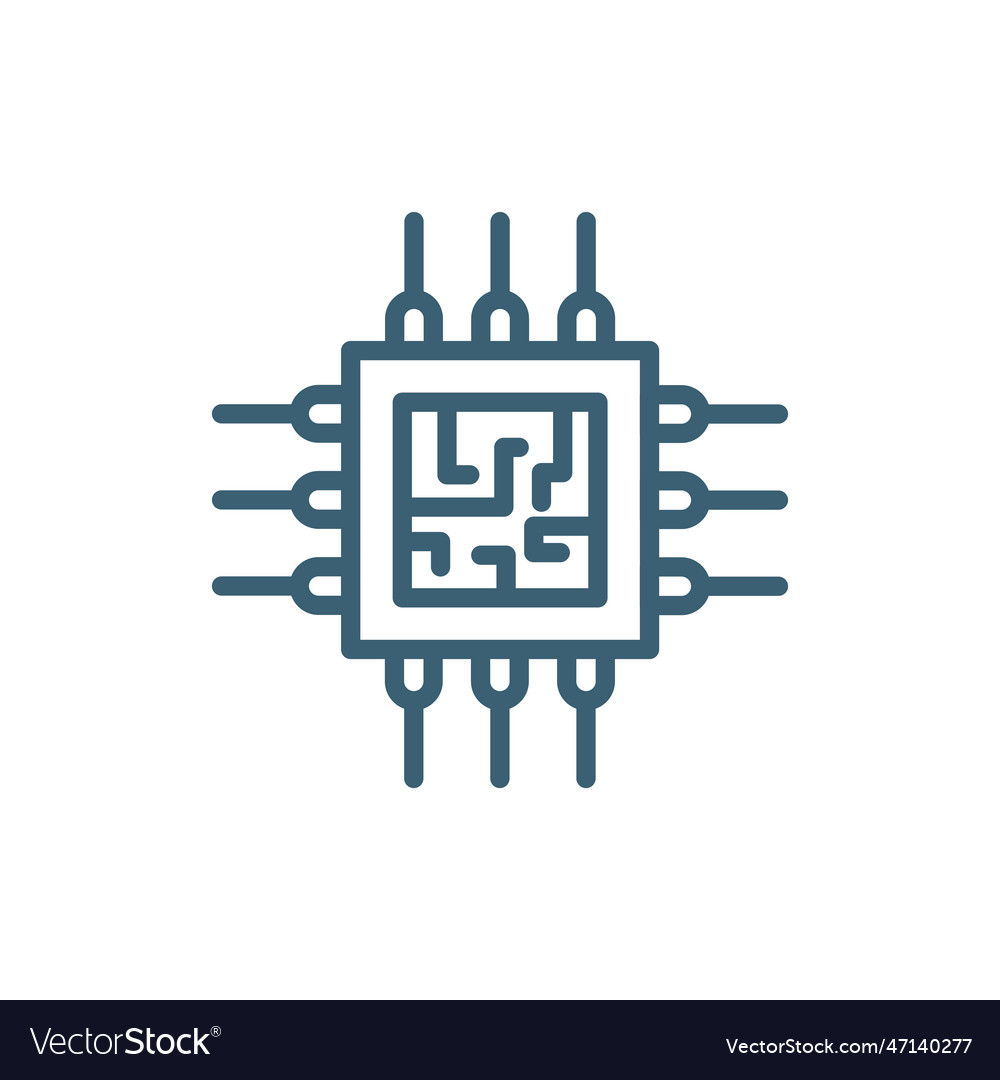 Computer chip icons thin line chip chip Royalty Free Vector