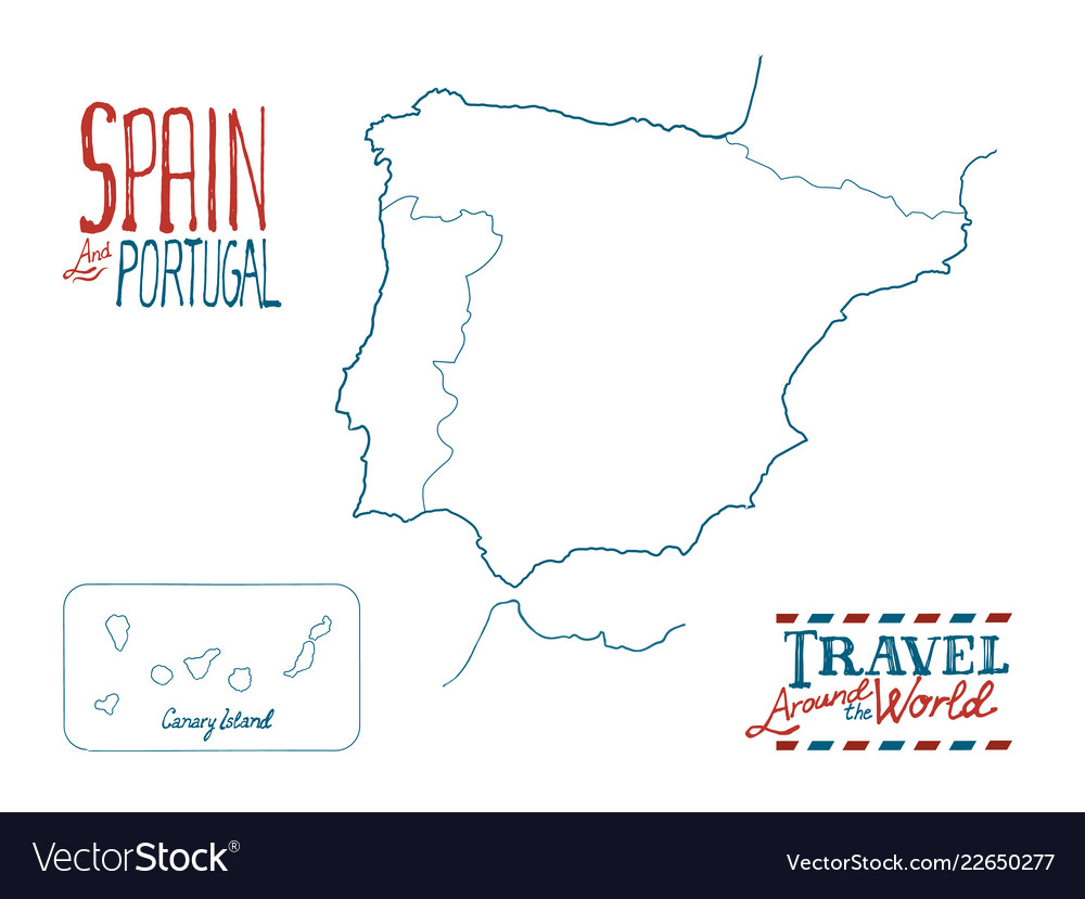 Map of Portugal and Spain