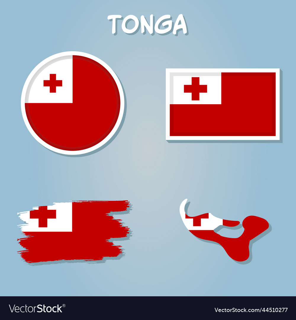 Map of tonga with flag isolated blue background Vector Image