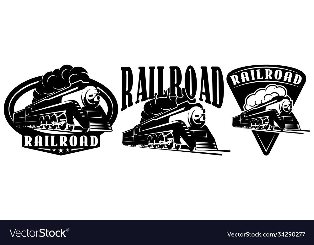 Retro locomotive a set templates for design Vector Image