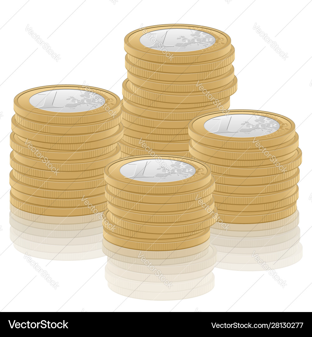 Stack one euro coin Royalty Free Vector Image - VectorStock