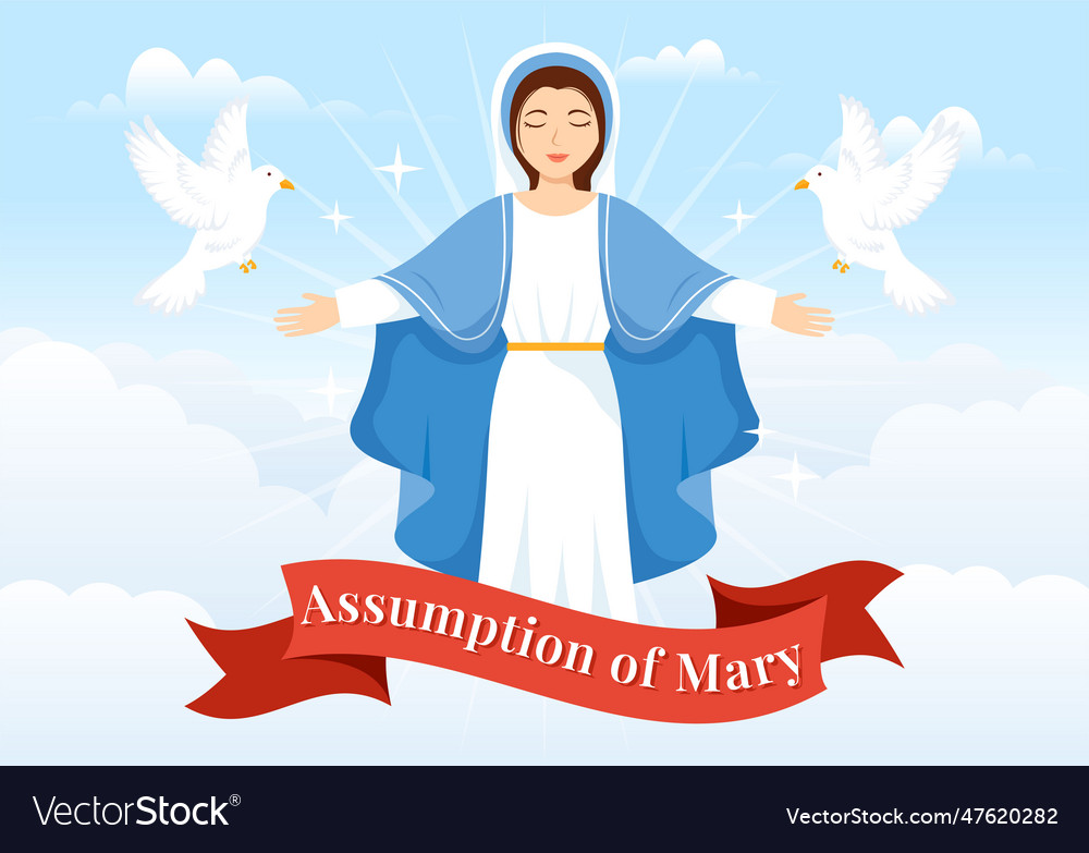 Assumption of mary with feast of the blessed Vector Image