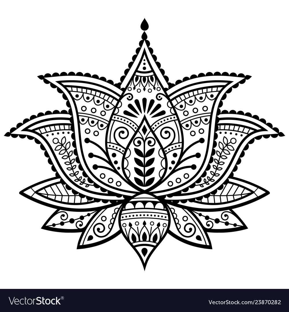 Mehndi Lotus Flower Pattern For Henna Drawing And Tattoo Decoration In  Ethnic Oriental Indian Style Stock Illustration - Download Image Now -  iStock