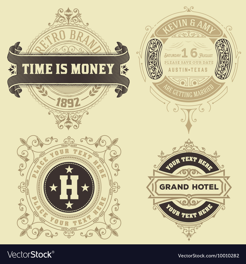 set of vintage logo templates hotel restaurant vector image