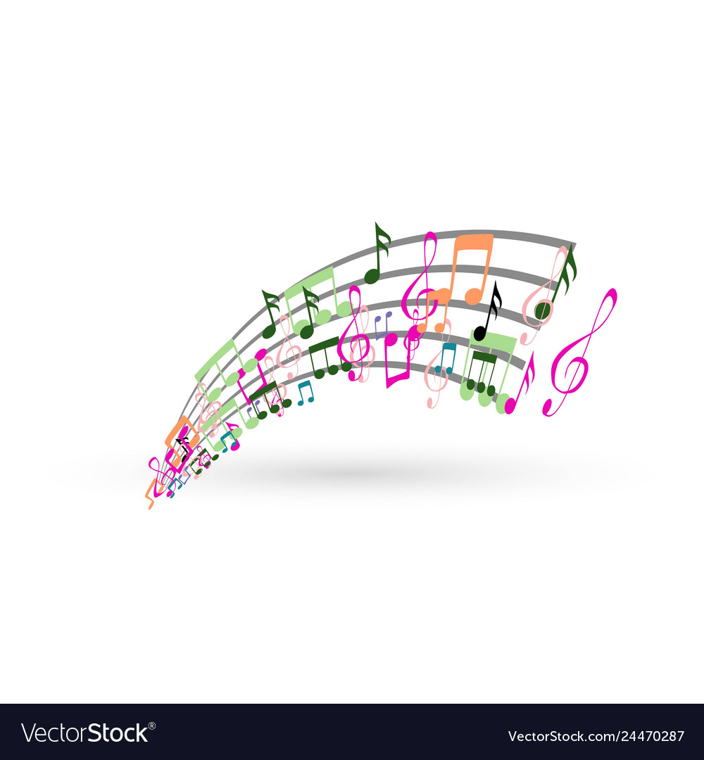 Abstract background with colorful music notes Vector Image