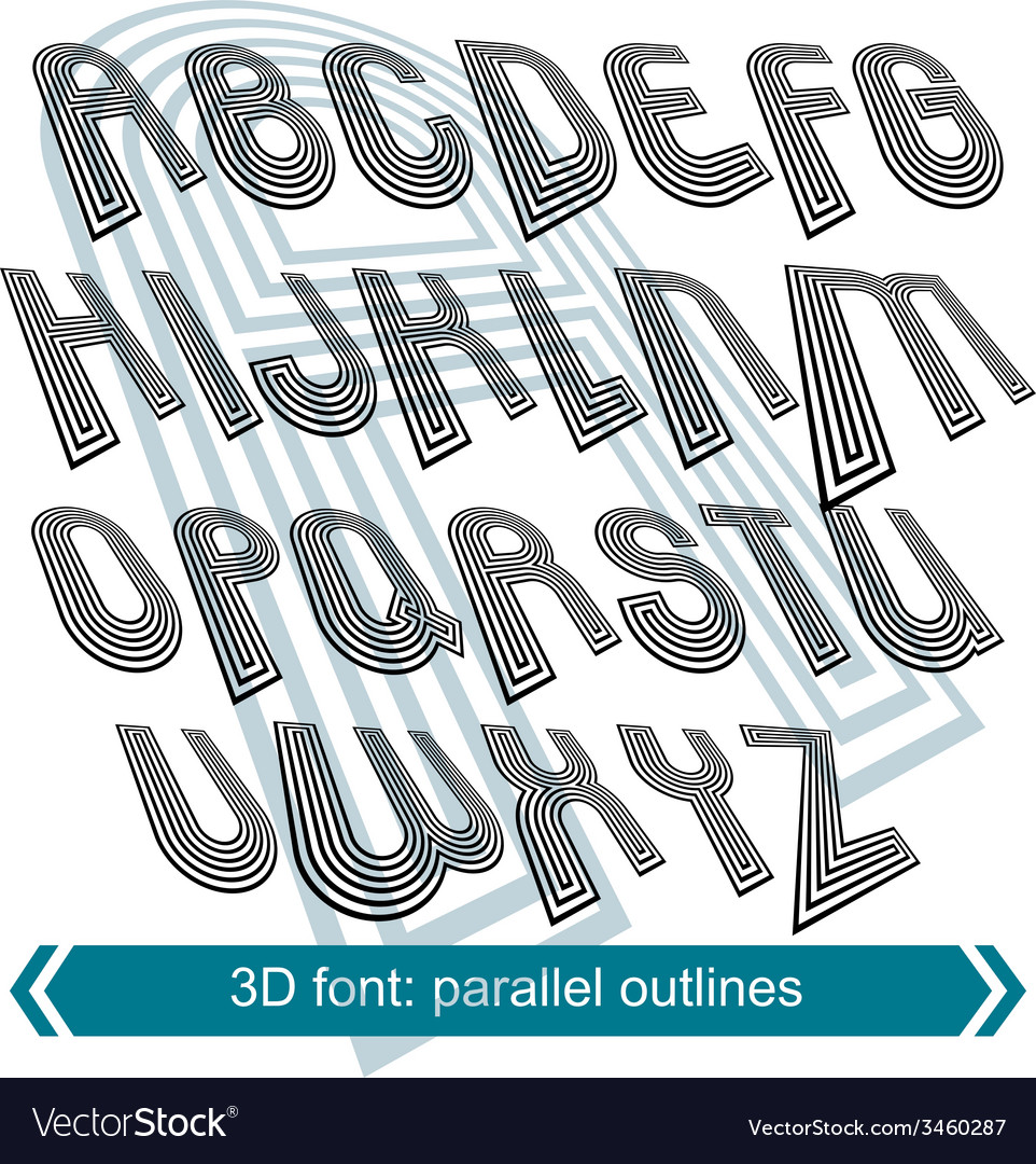 Dimensional font with rotation effect perspective Vector Image