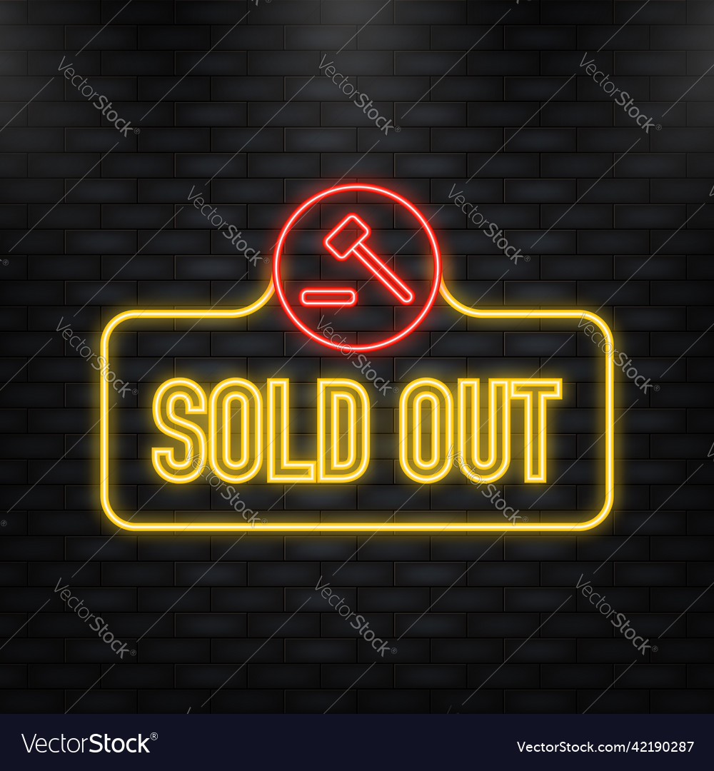 Neon icon sold out sign