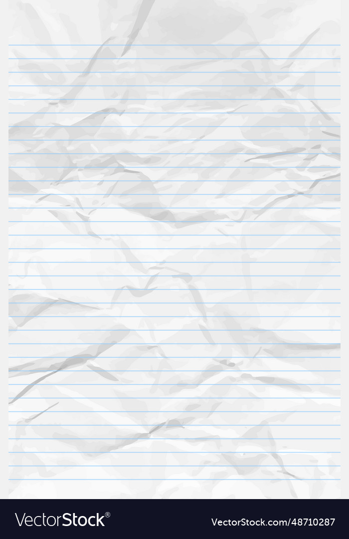 White clean crumpled notebook paper with lines Vector Image