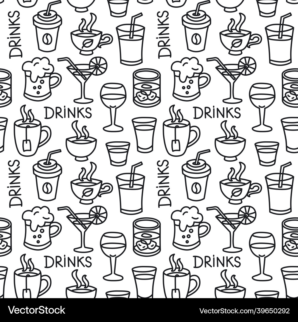 Beverages seamless pattern Royalty Free Vector Image