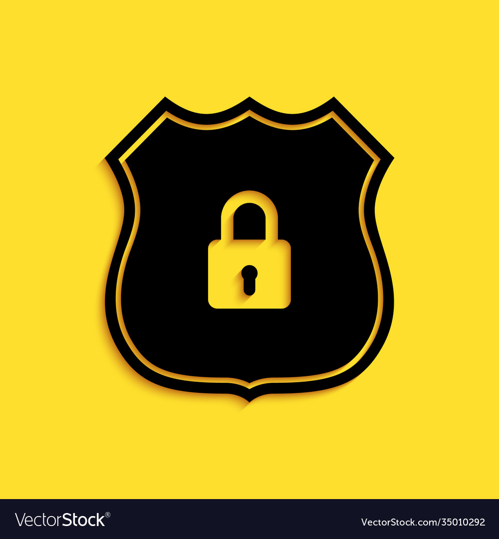 Black Shield Security With Lock Icon Isolated Vector Image 0732