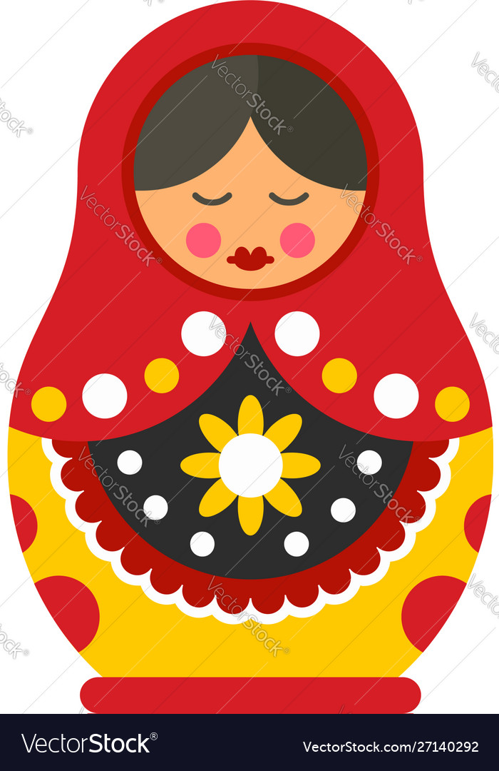 Cute nesting doll icon flat style Royalty Free Vector Image