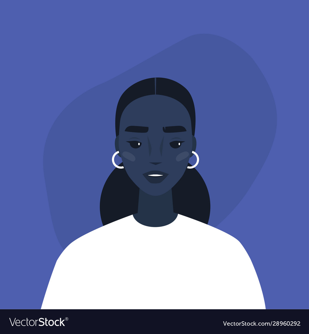 Flat portrait a young millennial black vector image Flat portrait a young millennial black