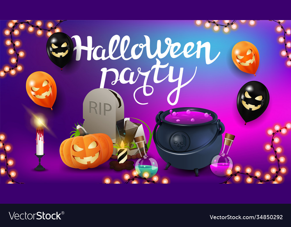 Halloween party horizontal invitation card Vector Image