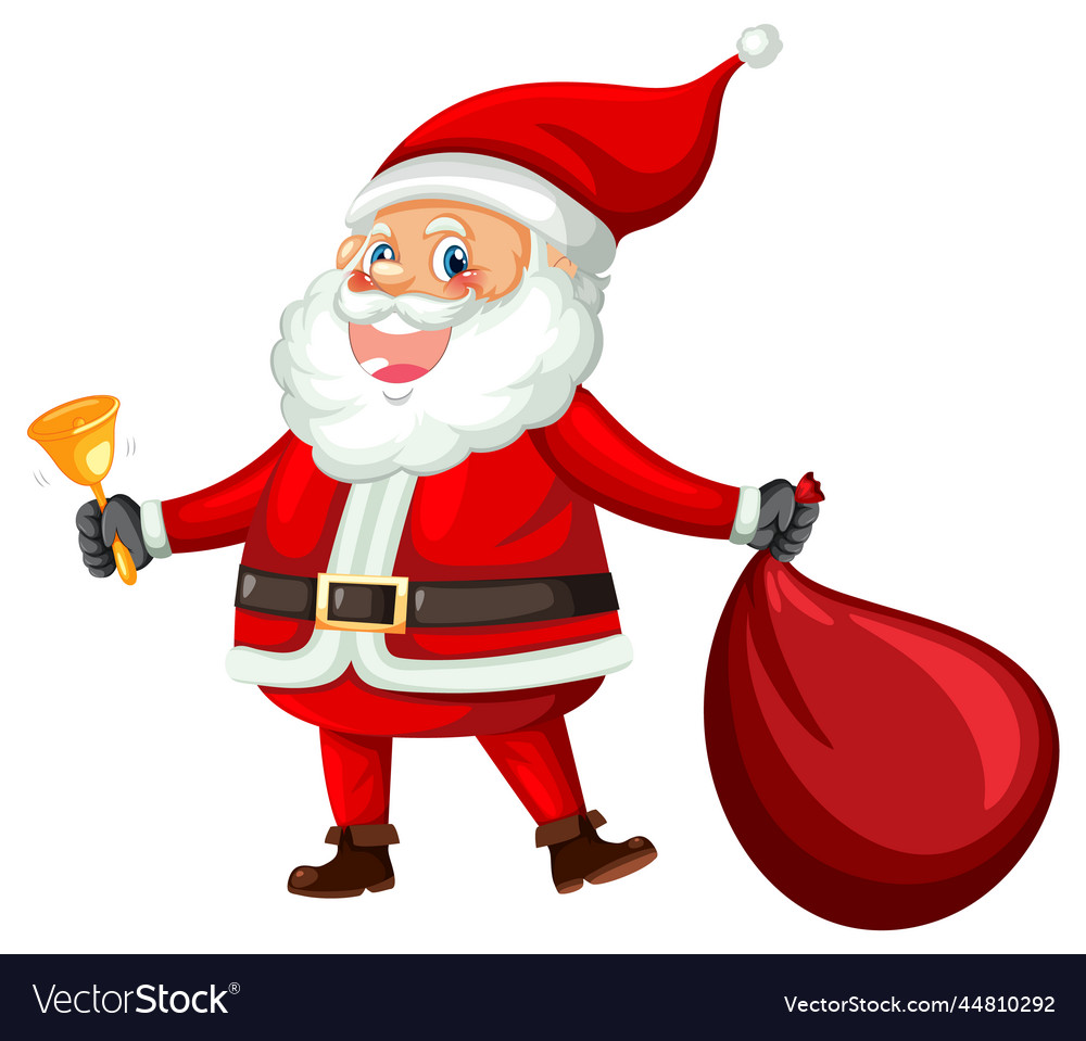 Santa claus holding christmas gift bag Royalty Free Vector