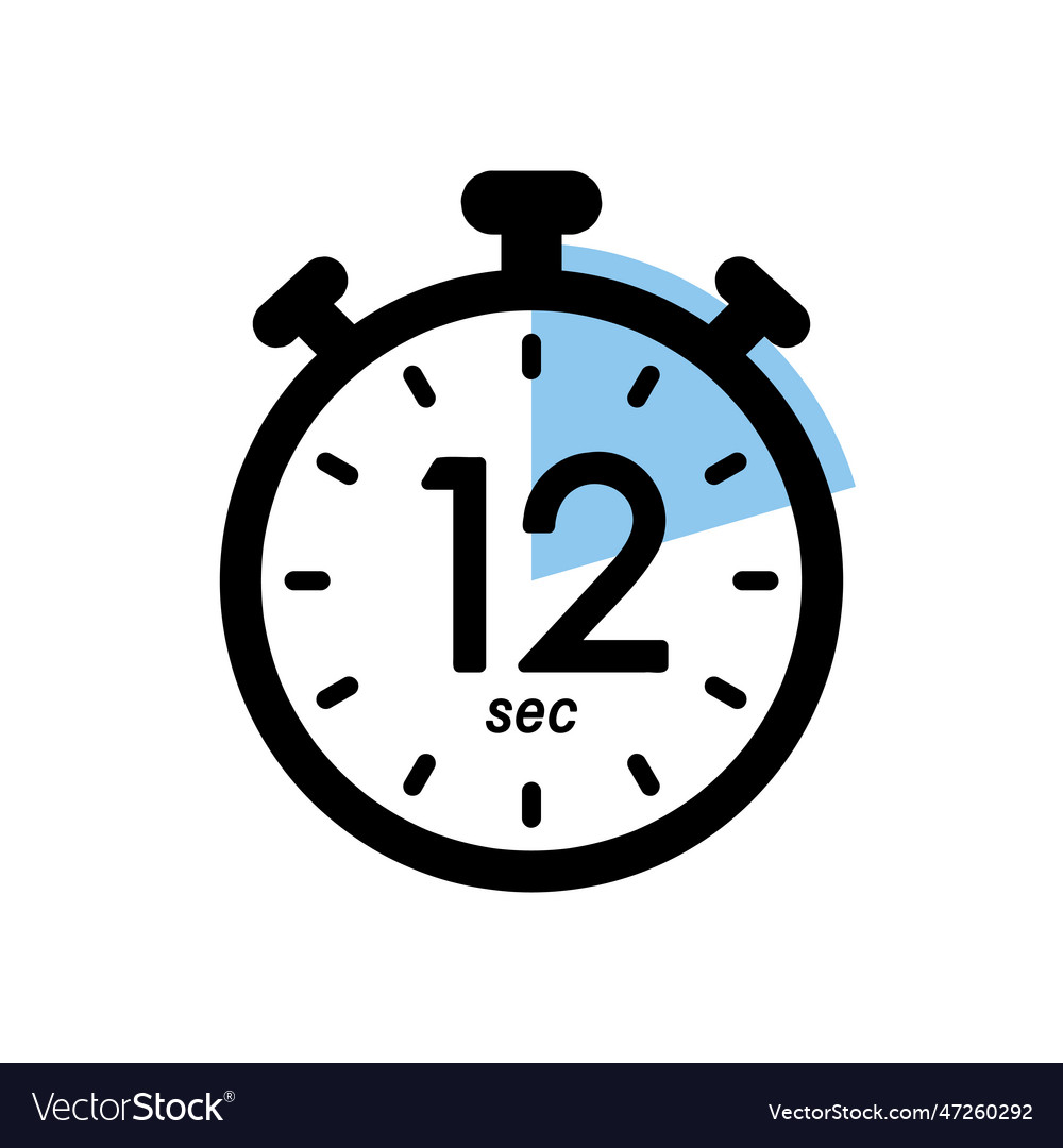 Twelve seconds stopwatch icon timer symbol 12 Vector Image