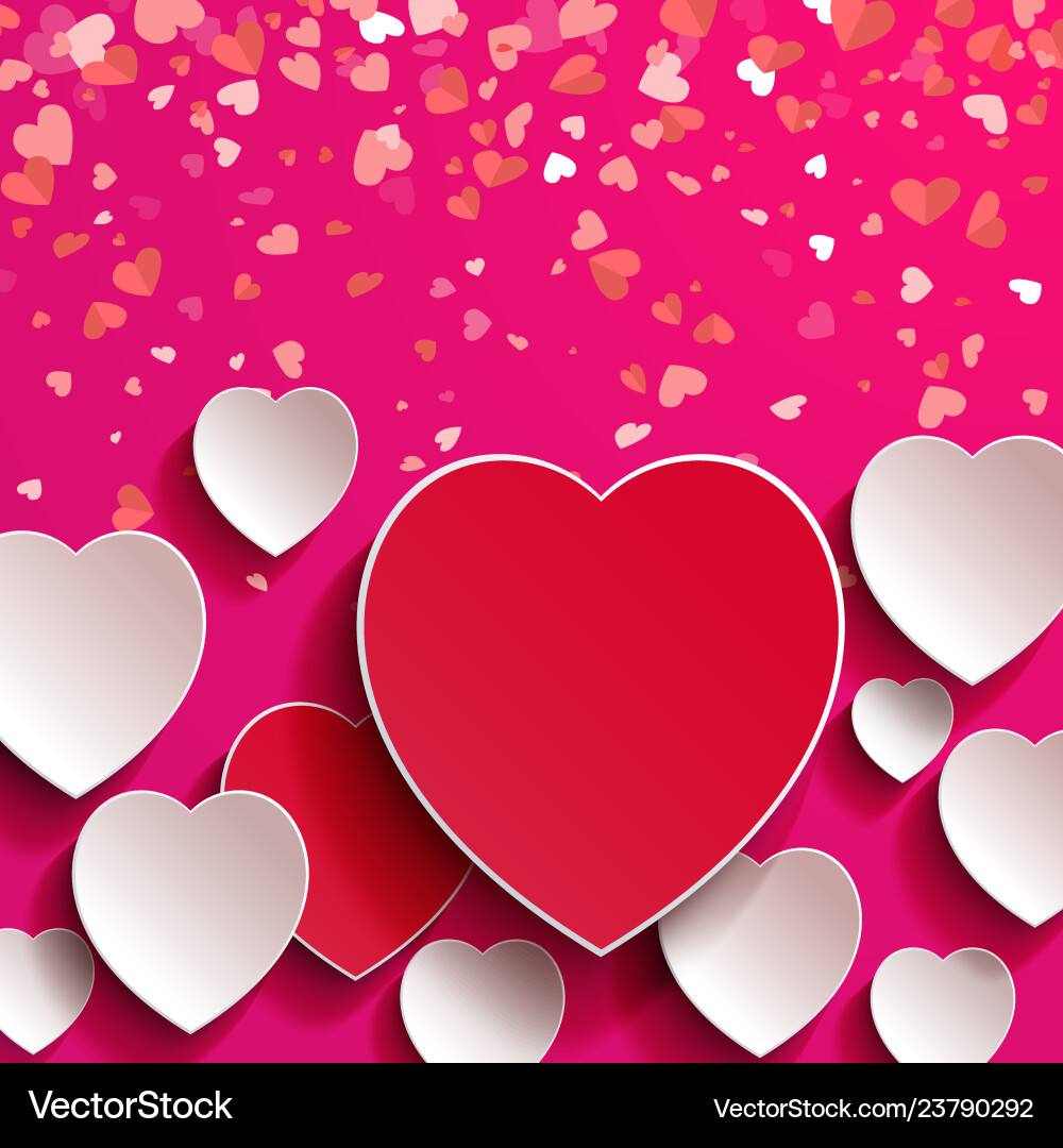Valentine postcard with hearts on pink Royalty Free Vector