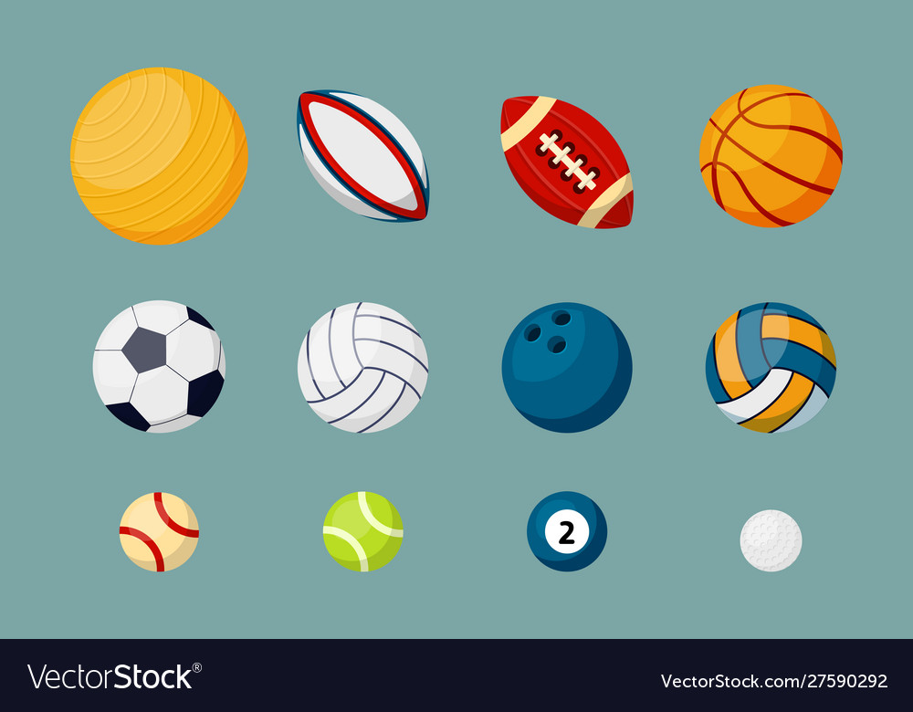 Various sports balls flat set Royalty Free Vector Image