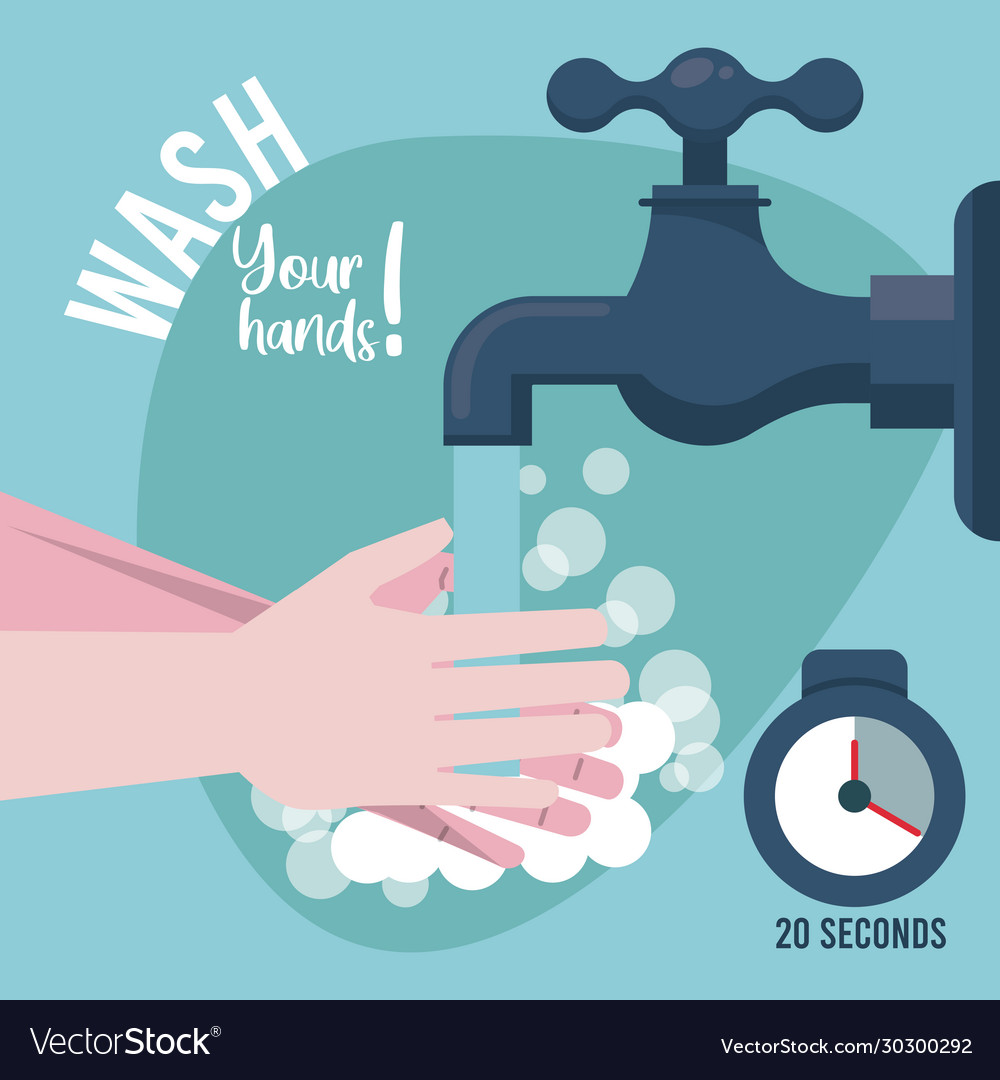 Wash your hands campaign poster with water tap