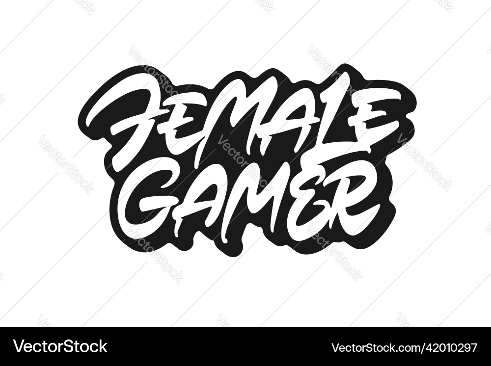 Female gamer lettering Royalty Free Vector Image