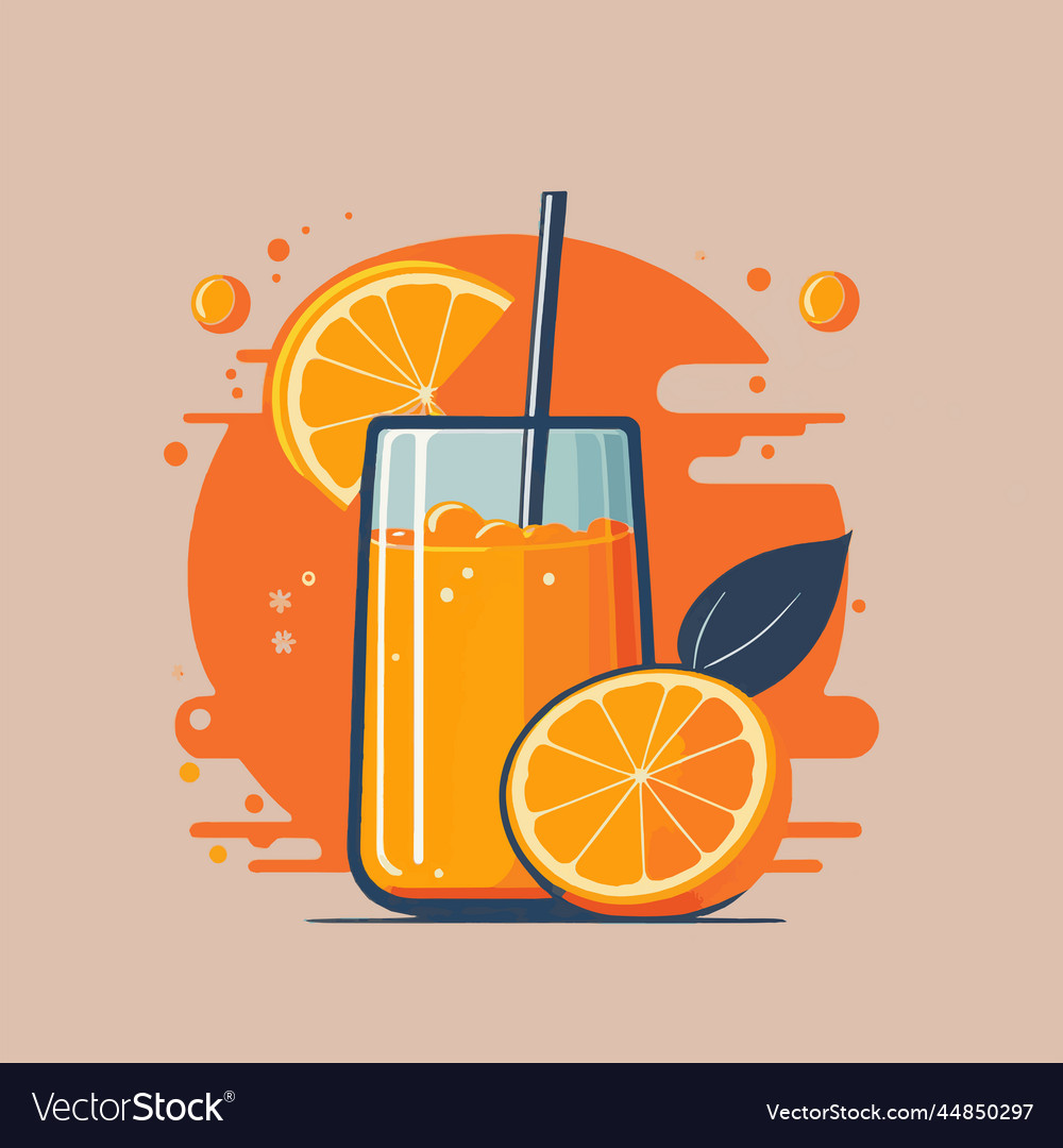 Fruit orange juice with slice oranges on isolated Vector Image