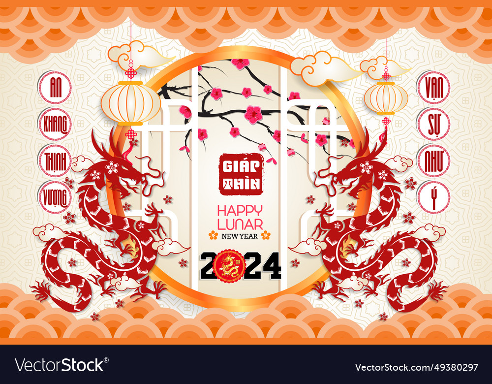 Happy lunar new year 2025 vietnamese Royalty Free Vector