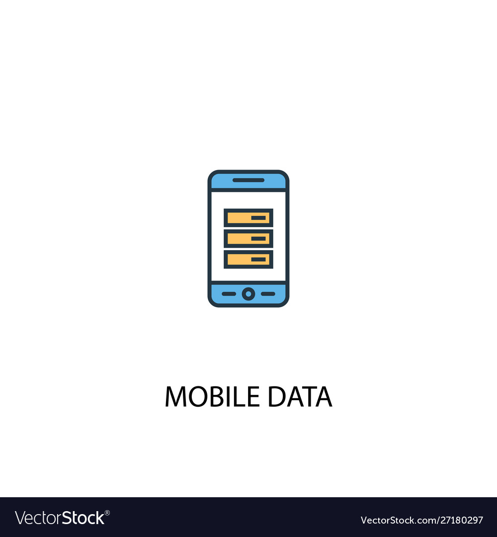 Mobile data concept 2 colored line icon simple