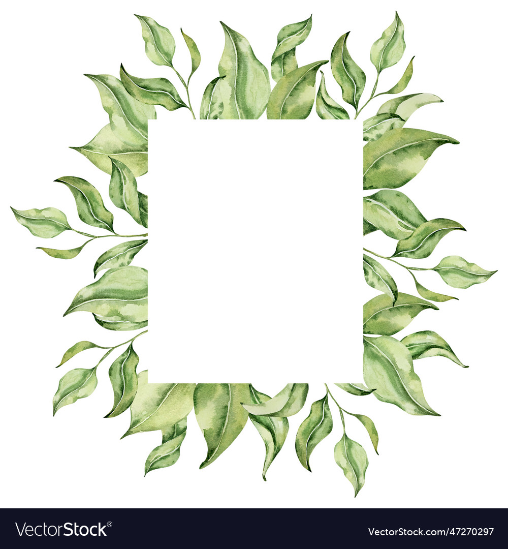 Rectangular frame of watercolor lemons leaves Vector Image