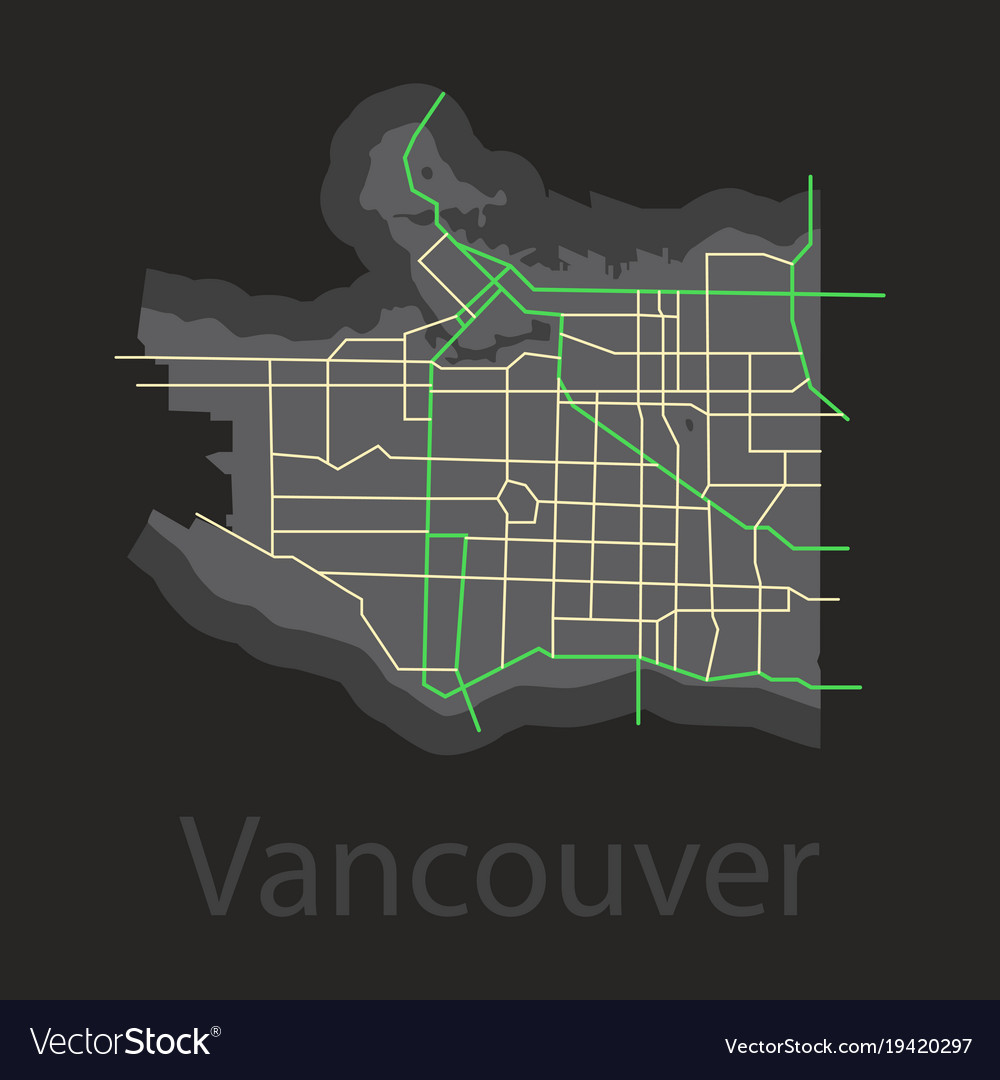 Vancouver city plan detailed flat map Royalty Free Vector