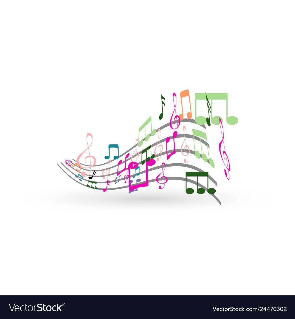 Abstract background with colorful music notes Vector Image