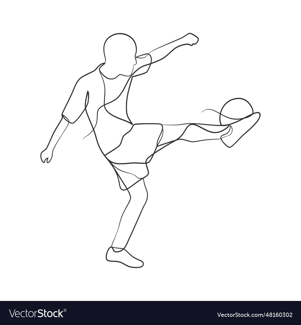 Premium Vector  Continuous line drawing of female soccer player kicking  the ball premium vector