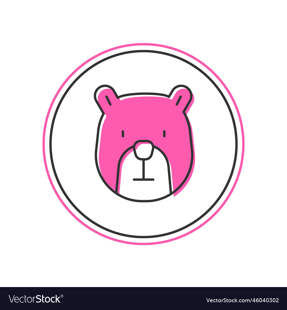 Filled outline bear head icon isolated on white Vector Image