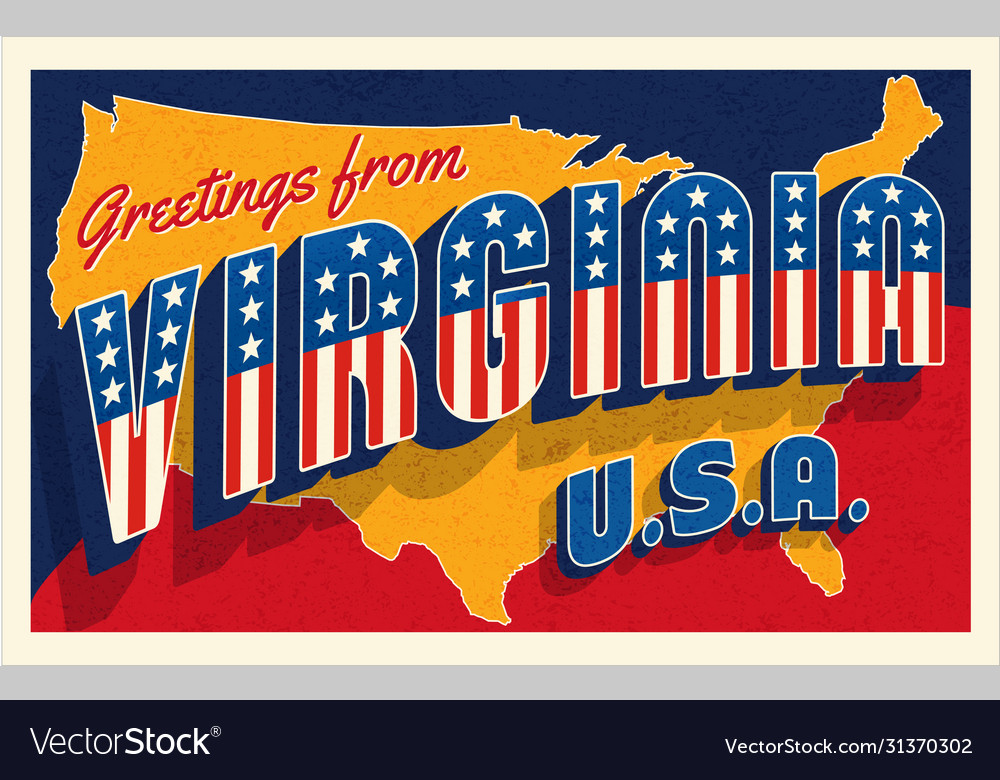 Virginia usa july 4th retro postcard