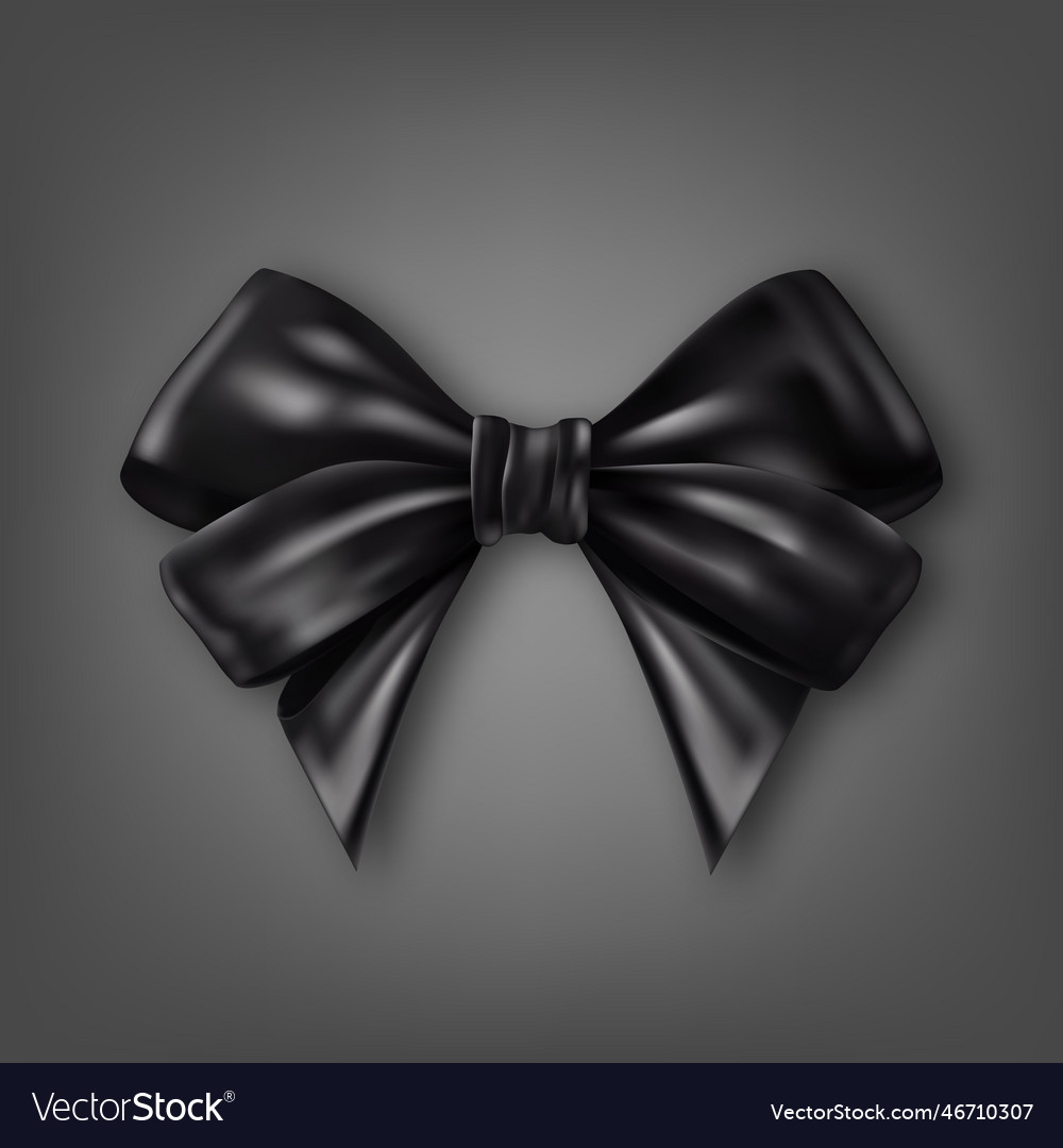 Black satin bow bow on a dark gray Royalty Free Vector Image