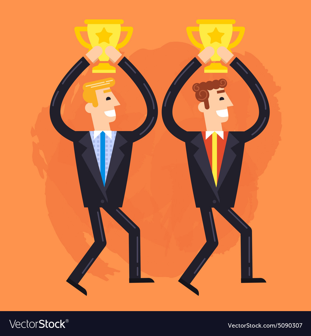 Businessmen who win the cups Royalty Free Vector Image