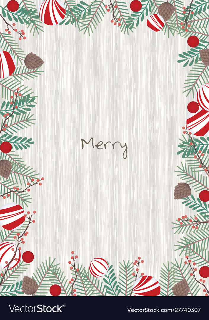 Christmas decoration plant and ball frame Vector Image