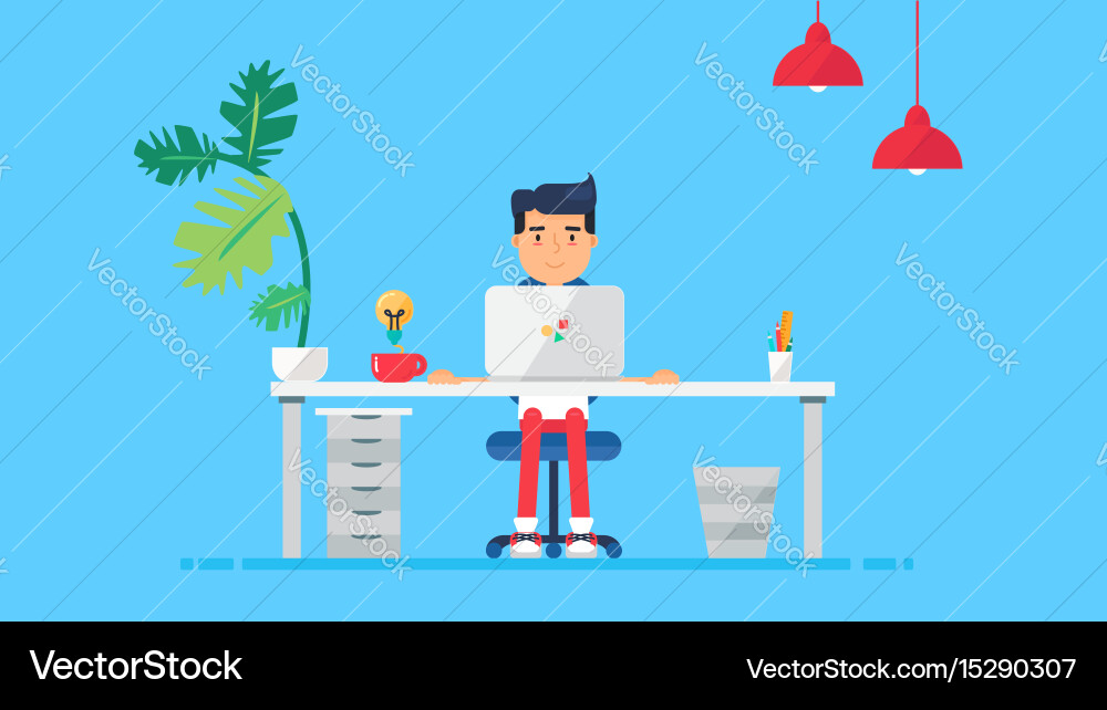 Creative tech workspace Royalty Free Vector Image