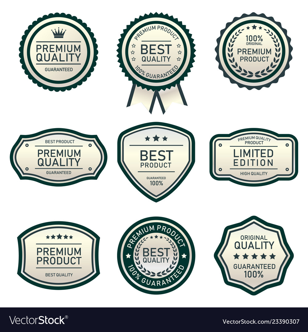 Design labels best quality product Royalty Free Vector Image