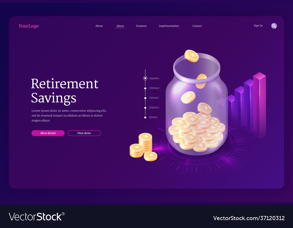 Banner Retirement Savings Royalty Free Vector Image