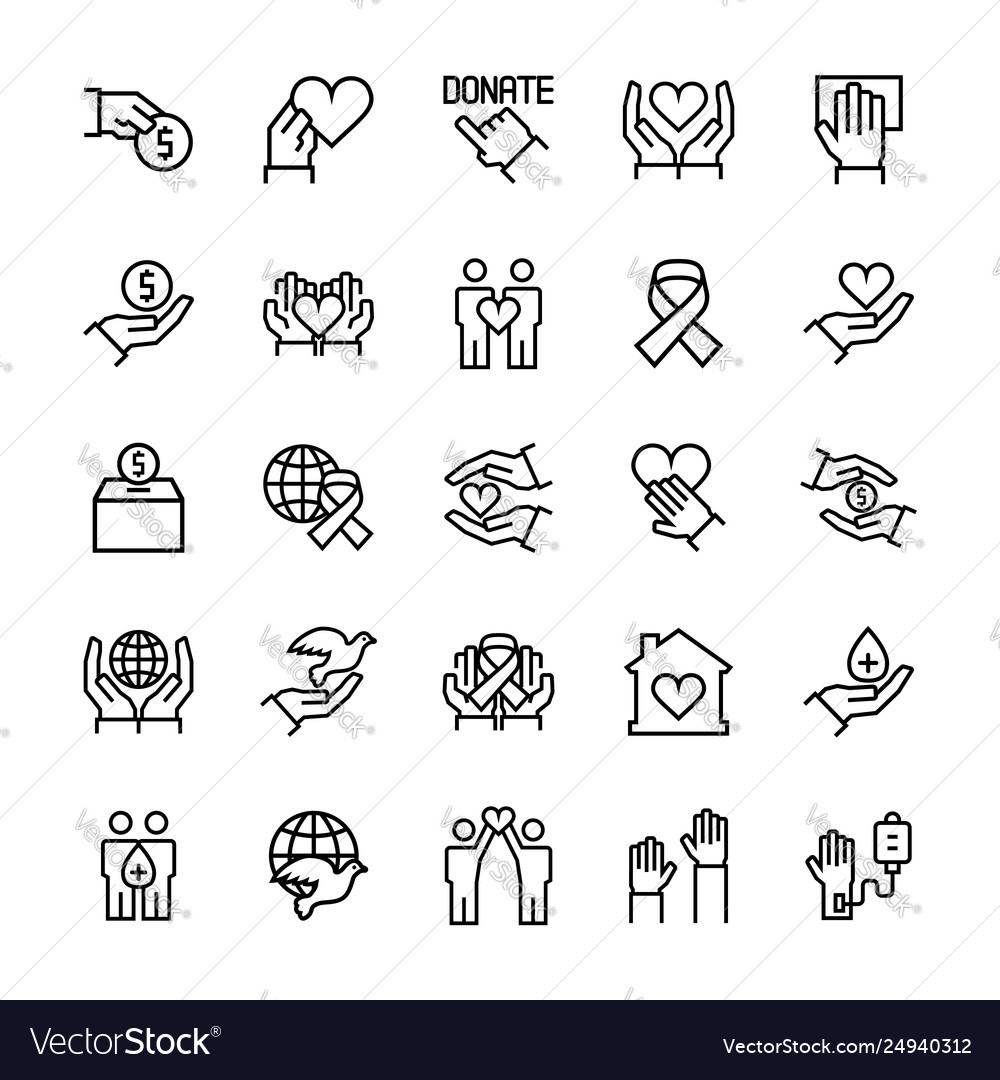 Charity sponsorshipdonation and donor icon set in Vector Image