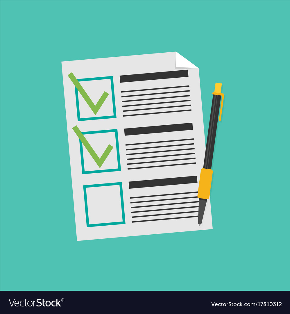 Clipboard with checklist flat Royalty Free Vector Image