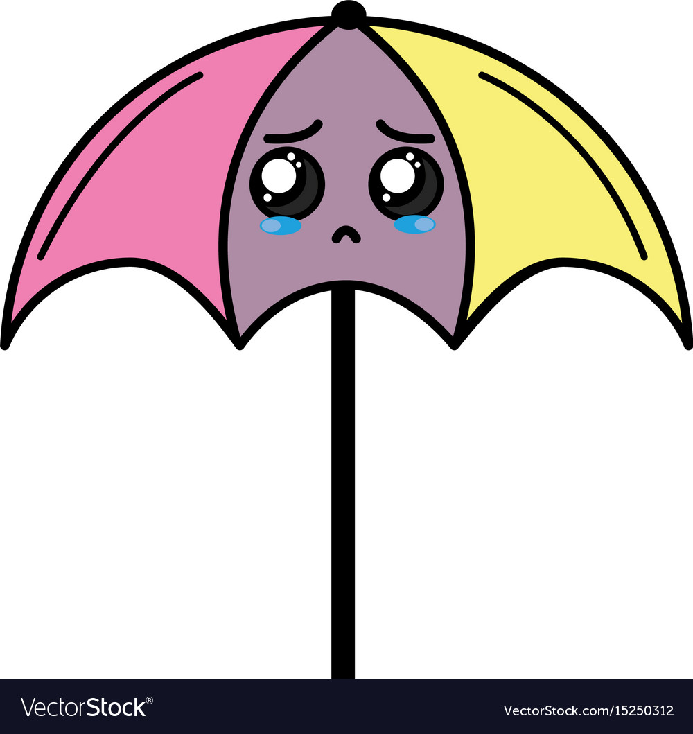 Kawaii cute crying umbrella emoji Royalty Free Vector Image
